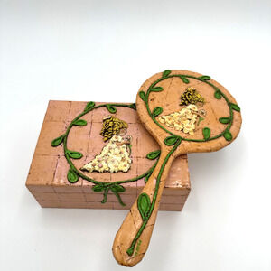 Vintage JRF Little Girl Jewelry Box And Hand Held Mirror